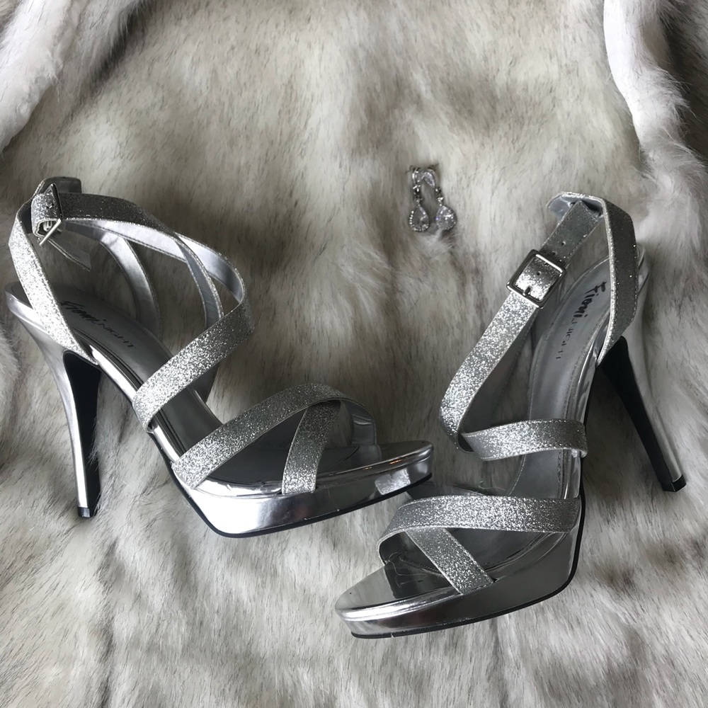 Fiona night silver strappy heels